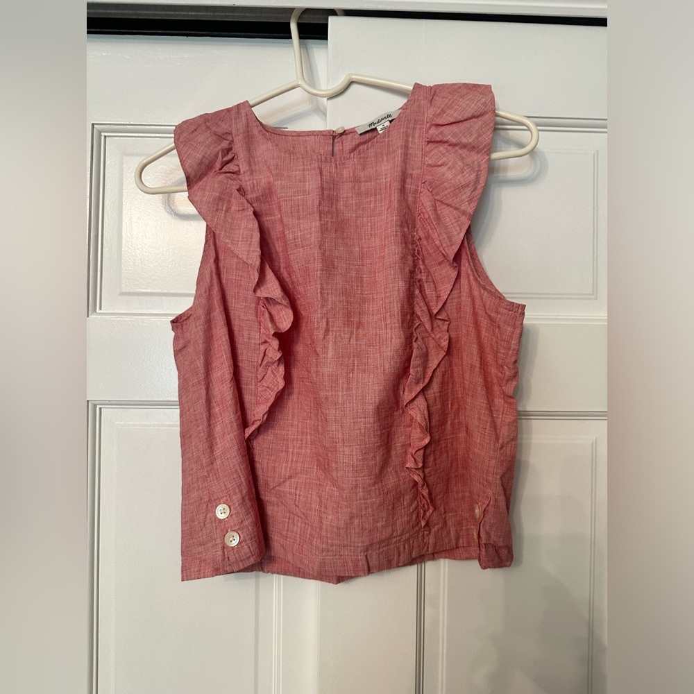 Madewell Gingham Flutter Sleeve Top